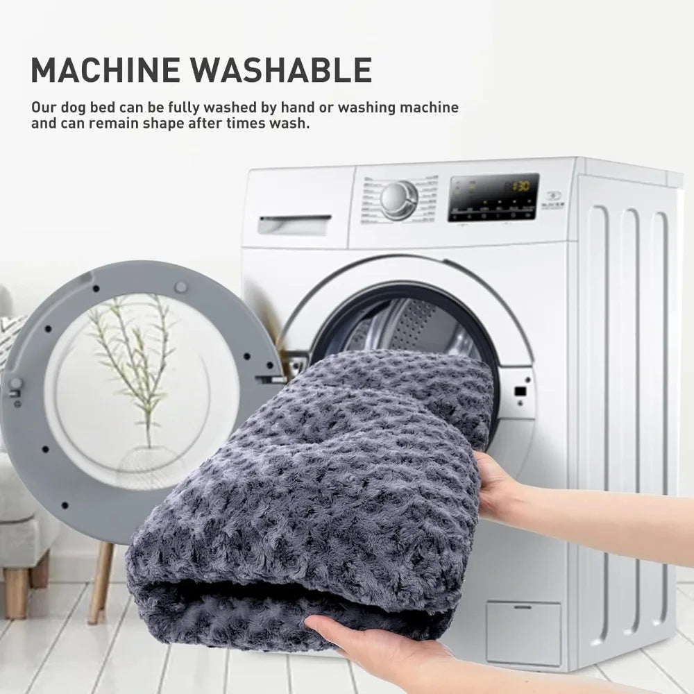 Washable Dog Bed Deluxe Plush Dog Crate Beds Comfy Kennel Pad Anti-Slip Pet Sleeping Mat for Large, Jumbo, Medium, Small D