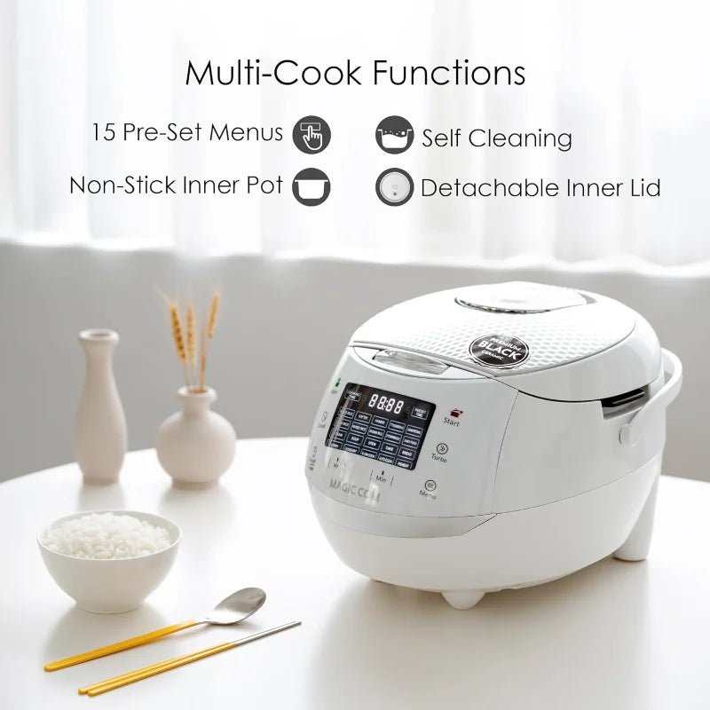 MAGiC COM Rice Cooker, 10Cups(Uncooked) 15 Pre-Set Menus, Multi-Cooker & Steamer, Non-Stick Inner Pot & Auto Keep-Warm