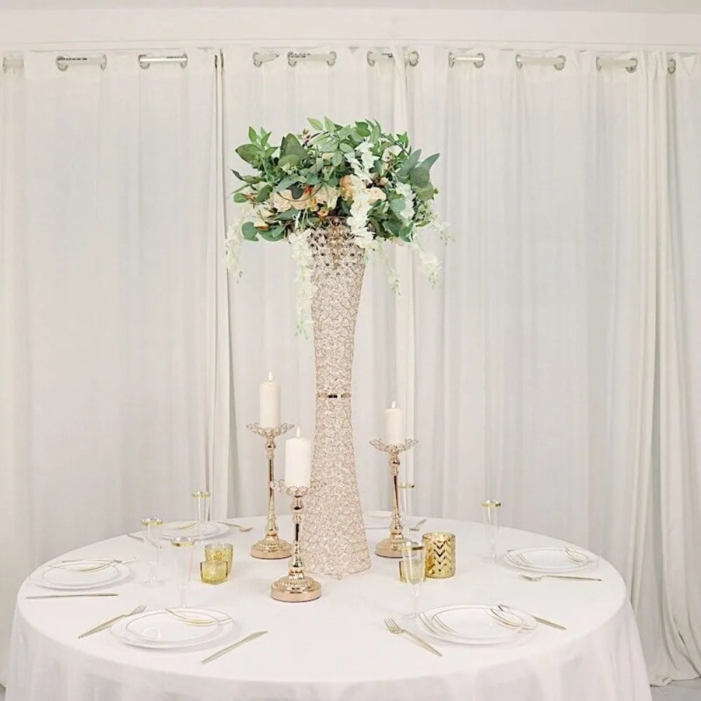 Gold 36 in Crystal Beaded Metal Hurricane Flower VASE Centerpiece Party Events