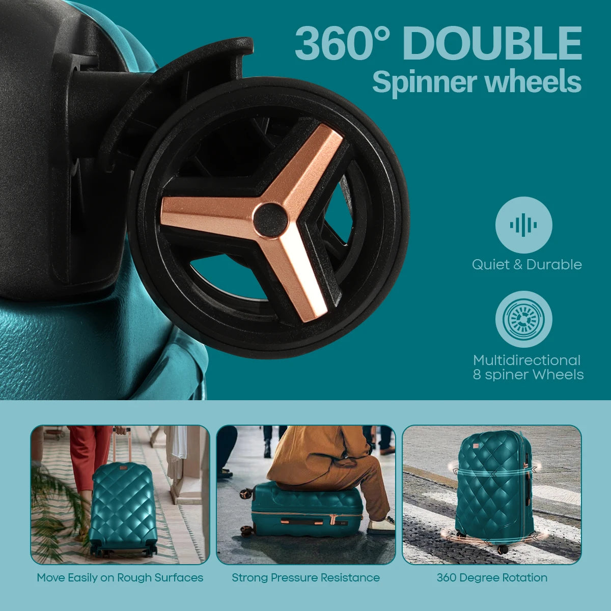 4 Pieces Luggage Sets 14in 20in 25in 29in PP Hard Shell Lightweight Expandable Suitcase Set with Spinner Wheels & TSA Lock