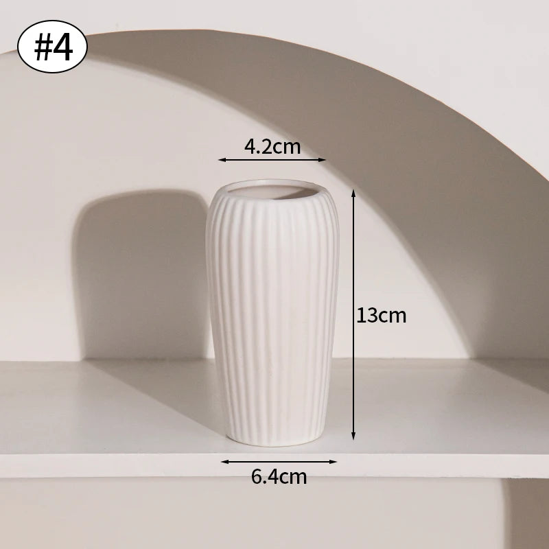 White Nordic Flower Vase Ceramic Vases Room Decor Modern Ceramic Flowers Bottle Plants Flower Pot Home Living Room Decoration
