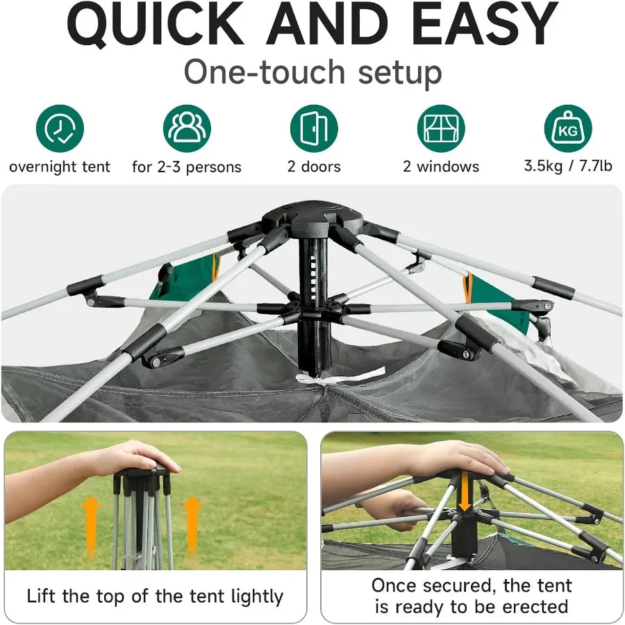 Camping Tent 2 3 4 Person Instant Easy Pop Up Tents for Camping Lightweight Backpacking Tent Automatic Family Easy Set Up TentP