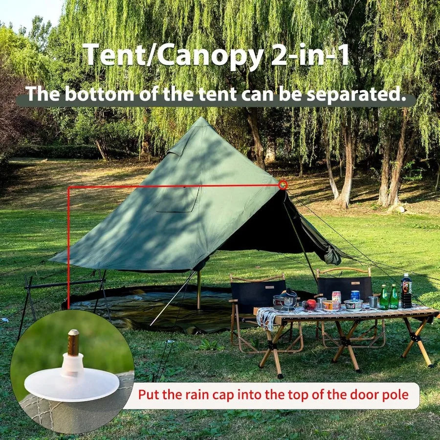 Cotton Canvas Bell Tent with Stove Jack Roomy Yurt for Family Glamping Camping 4 Season Tent with Zipped Removable Floor