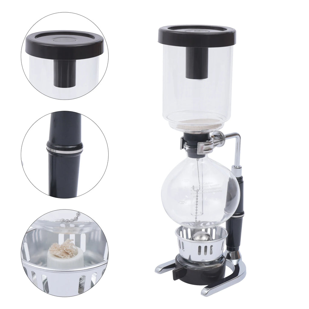 500ml Siphon Coffee Pot, Syphon Coffee Maker, 5-Cup Tabletop Glass Vacuum Siphon Coffee Tea Brewer, Retro-Style Coffee Maker