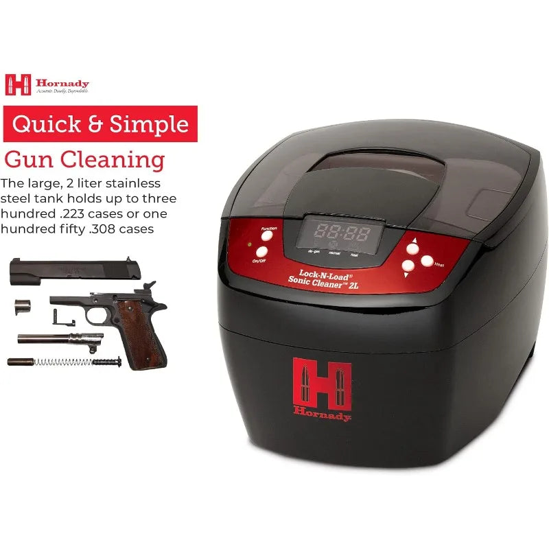 Hornady Lock-N-Load Sonic Cleaner 2L,110V,043320, Premium Way to Clean Gun Parts & Bullet Casings, 80W Heated Ultrasonic Cleaner