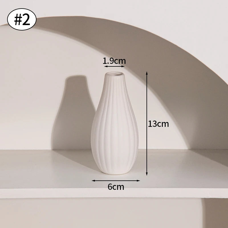 White Nordic Flower Vase Ceramic Vases Room Decor Modern Ceramic Flowers Bottle Plants Flower Pot Home Living Room Decoration