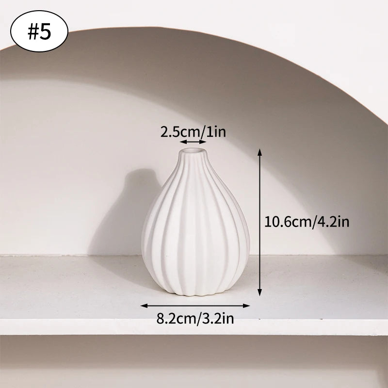 White Nordic Flower Vase Ceramic Vases Room Decor Modern Ceramic Flowers Bottle Plants Flower Pot Home Living Room Decoration