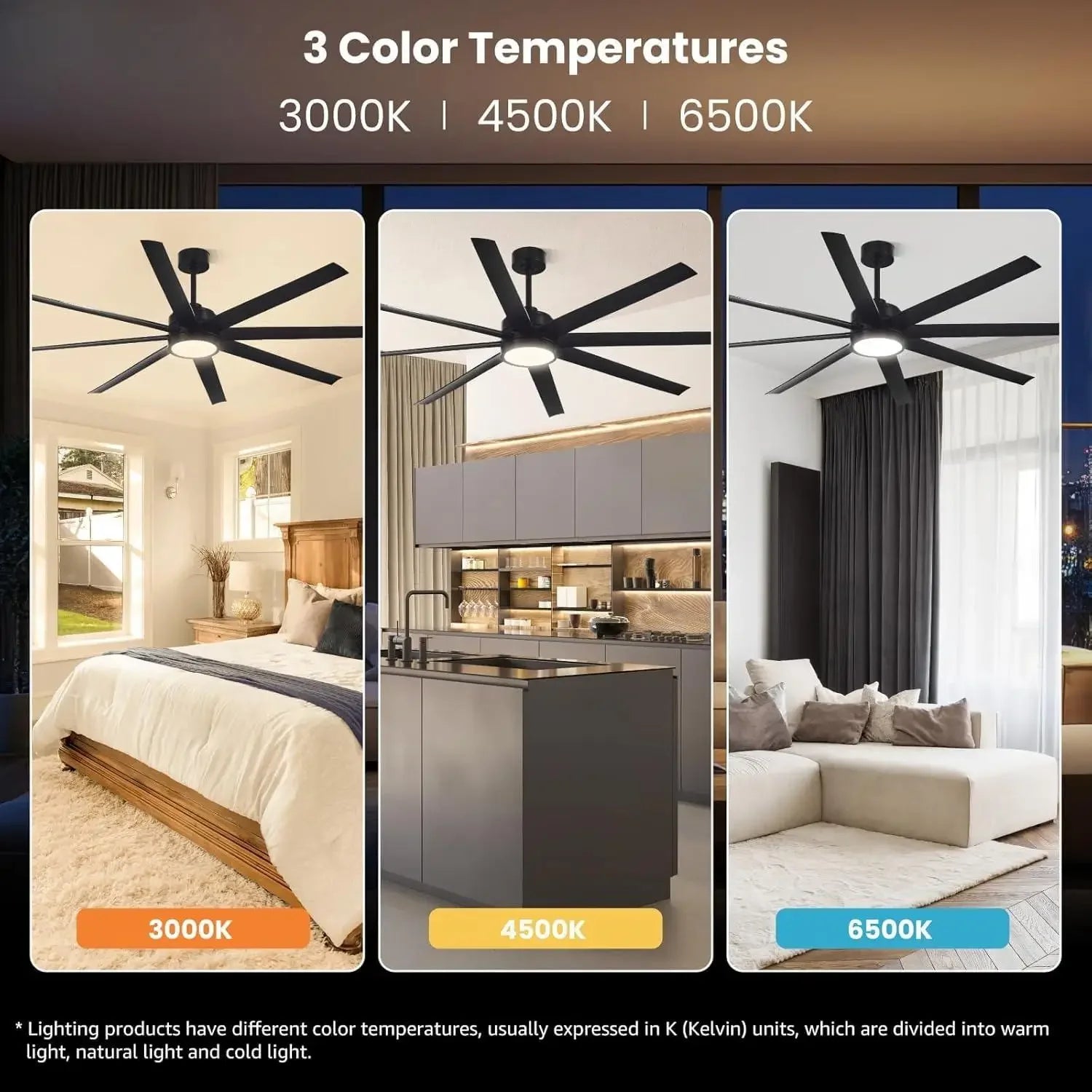 Modern Ceiling Fans with Lights, Ceiling Fan with Light and Remote, Bedroom Living Room Outdoor/Industrial, Dimmable