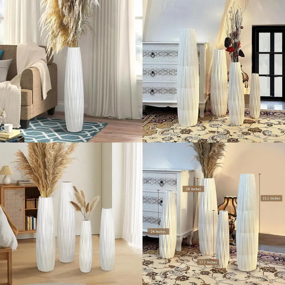 Large White Ceramic Floor Vase, 35.8 Tall Decor for Home, Living Room, Office, Bedroom