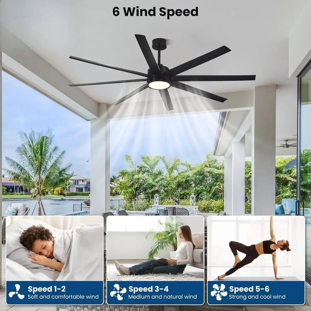 Modern Ceiling Fans with Lights, Ceiling Fan with Light and Remote, Bedroom Living Room Outdoor/Industrial, Dimmable
