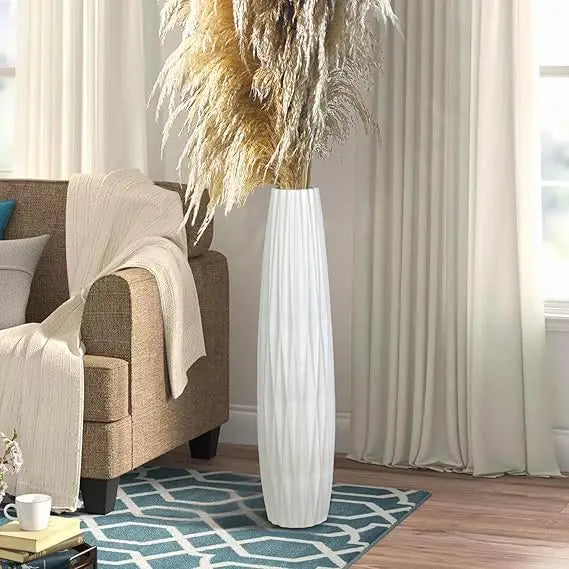 Large White Ceramic Floor Vase, 35.8 Tall Decor for Home, Living Room, Office, Bedroom