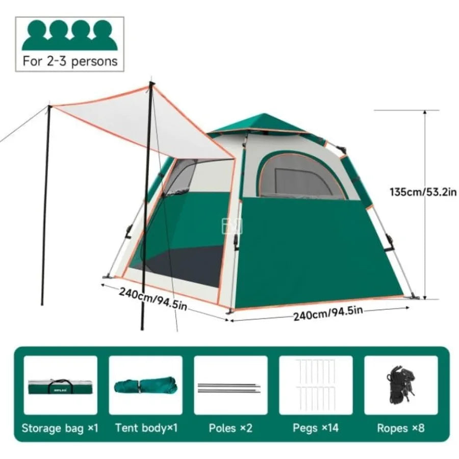Camping Tent 2 3 4 Person Instant Easy Pop Up Tents for Camping Lightweight Backpacking Tent Automatic Family Easy Set Up TentP