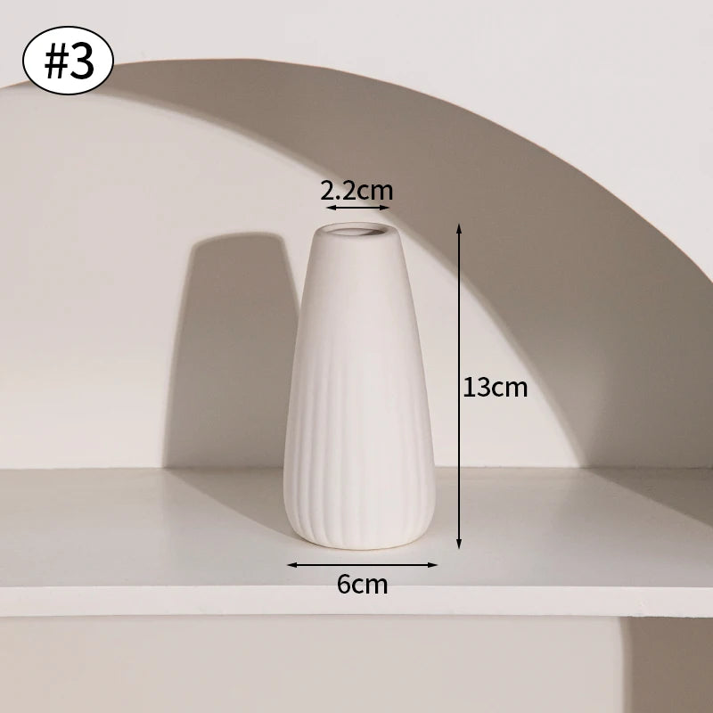 White Nordic Flower Vase Ceramic Vases Room Decor Modern Ceramic Flowers Bottle Plants Flower Pot Home Living Room Decoration