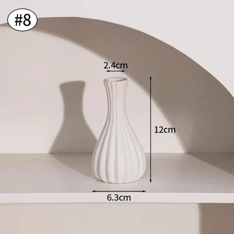 White Nordic Flower Vase Ceramic Vases Room Decor Modern Ceramic Flowers Bottle Plants Flower Pot Home Living Room Decoration