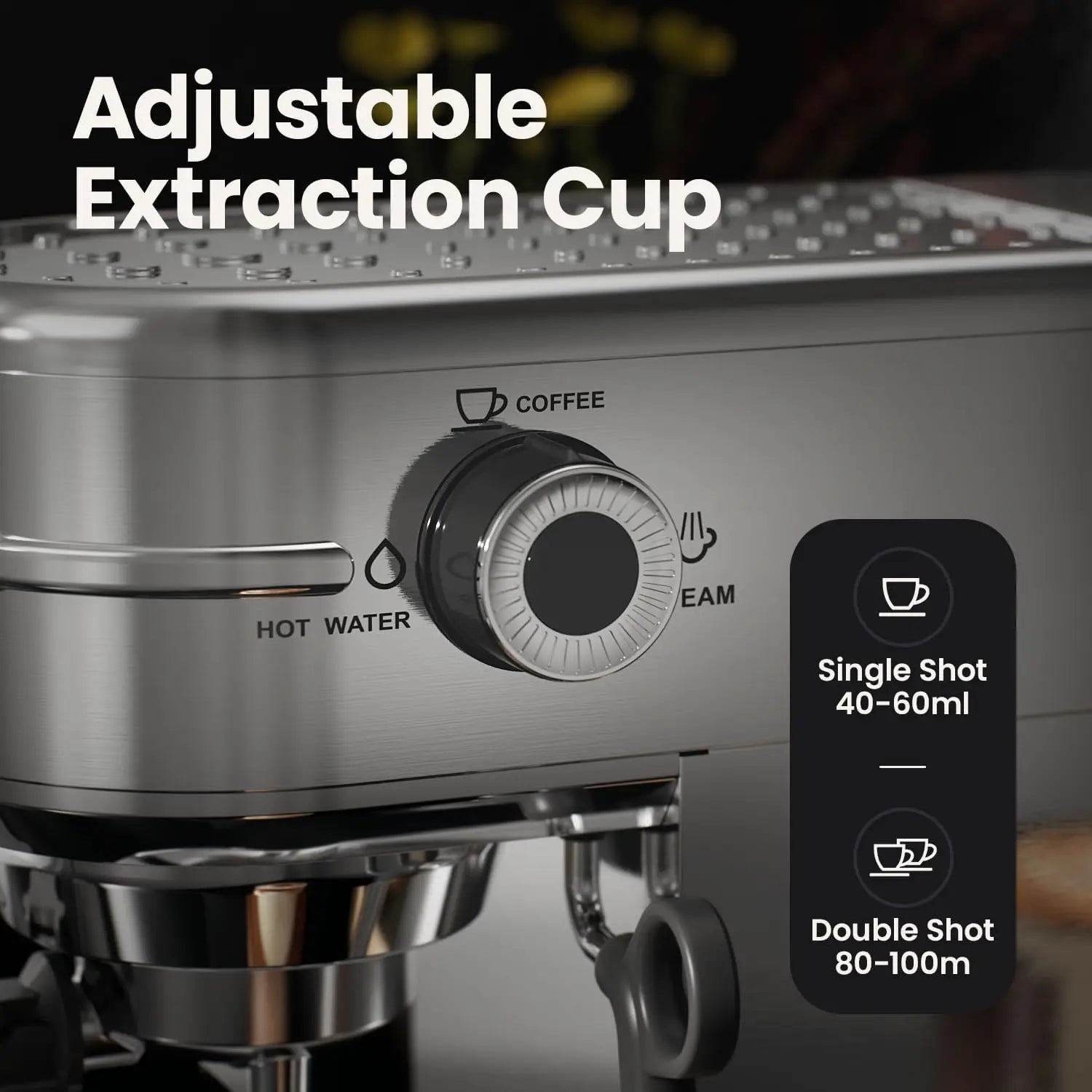 Espresso Machine - 20Bar Coffee Maker with Foaming Steam Wand: 1450W Compact Semi-Automatic Espresso Maker with 35Oz Removable W